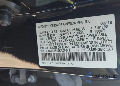 2019 Acura Tlx Tech Pkg из США, поврежденный, VIN 19UUB2F42KA003417